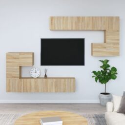 Berkfield Home Wall-mounted TV Cabinet Sonoma Oak Engineered Wood in Brown - thumbnail 1