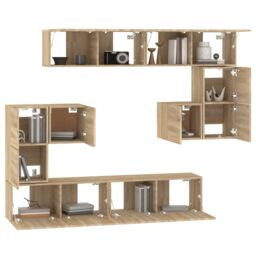 Berkfield Home Wall-mounted TV Cabinet Sonoma Oak Engineered Wood in Brown - thumbnail 4