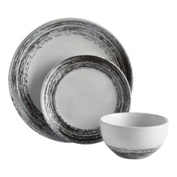 Orsina Black & White Dinner Set, 12 Piece Stoneware Dishware With Lipped Dinner Plates, Nordic Dining Ware Set - thumbnail 1