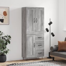 Berkfield Home Highboard Grey Sonoma 69.5x34x180 cm Engineered Wood - thumbnail 1