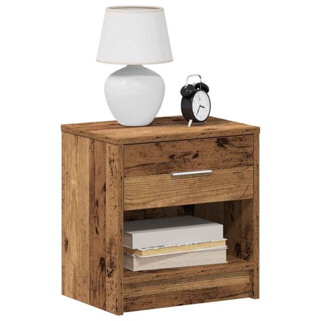 Berkfield Home Bedside Cabinets 2 pcs with Drawer Old Wood 39x28x41 cm in Brown - Size: 39 x 28 x 41 cm - image 1