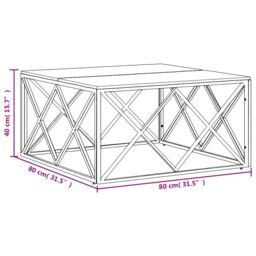 Berkfield Home Coffee Table Stainless Steel & Solid Wood Reclaimed in Silver - thumbnail 6
