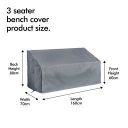 VonHaus Grey Waterproof Garden 3 Seater Bench Cover - thumbnail 5