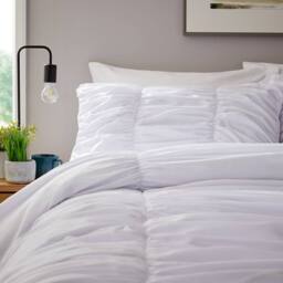 New Edge Blinds Ruched Duvet Set in White - Size: Double - thumbnail 2