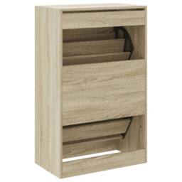 Berkfield Home Shoe Cabinet Sonoma Oak 60x34x96.5 cm Engineered Wood in Brown - thumbnail 7