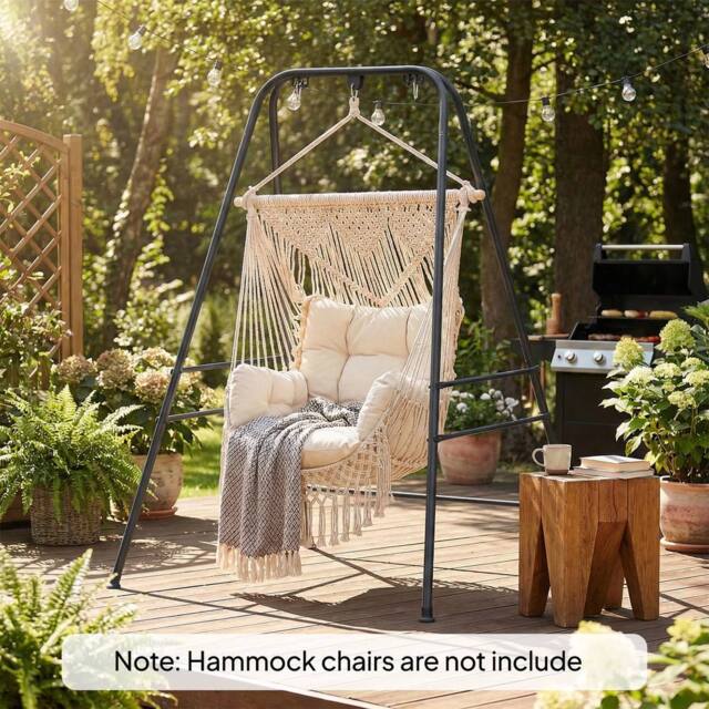 OUTSUNNY Hammock Chair Stand Only for Indoor Outdoor 150KG Load Black - image 1