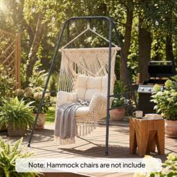 OUTSUNNY Hammock Chair Stand Only for Indoor Outdoor 150KG Load Black - thumbnail 1