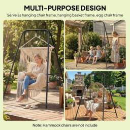 OUTSUNNY Hammock Chair Stand Only for Indoor Outdoor 150KG Load Black - thumbnail 4