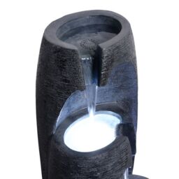 Teamson Home Garden Outdoor Water Feature, Modern 3-Tier Cascading Urn Water Fountain, With LED Lights, Black - thumbnail 6