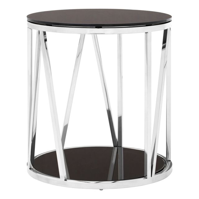 Orsina Modern Round Chrome Finish Side Table, Durable Side Table For Livingroom, Tempered Glass Modern Side Table in Silver - image 1