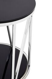 Orsina Modern Round Chrome Finish Side Table, Durable Side Table For Livingroom, Tempered Glass Modern Side Table in Silver - thumbnail 3