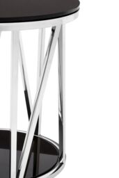 Orsina Modern Round Chrome Finish Side Table, Durable Side Table For Livingroom, Tempered Glass Modern Side Table in Silver - thumbnail 4