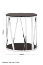 Orsina Modern Round Chrome Finish Side Table, Durable Side Table For Livingroom, Tempered Glass Modern Side Table in Silver - thumbnail 5