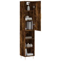 Berkfield Home Highboard Smoked Oak 34.5x34x180 cm Engineered Wood in Brown - thumbnail 1