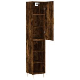 Berkfield Home Highboard Smoked Oak 34.5x34x180 cm Engineered Wood in Brown - thumbnail 4