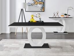FurnitureboxUK Giovani 160cm 6-Seater Modern Rectangular High Gloss & Glass Dining Table in Black