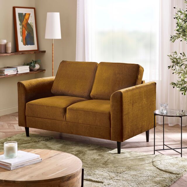 FurnitureboxUK Logan Fabric 2 Seater Sofa in Orange - image 1