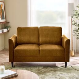 FurnitureboxUK Logan Fabric 2 Seater Sofa in Orange - thumbnail 2