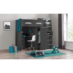 Ashfield Anthracite Space Saver High Sleeper Cabin Bed in Charcoal - Size: Single