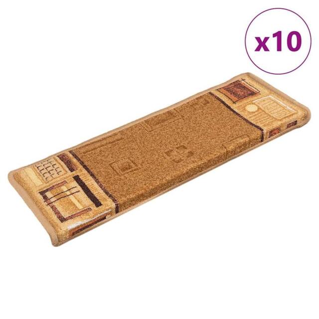 Berkfield Home Stair Mats Self-adhesive 10 pcs 65x21x4 cm Beige - Size: Medium - image 1