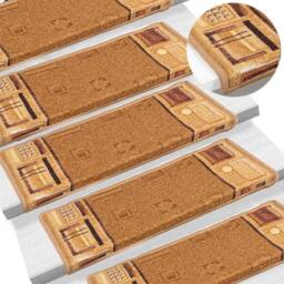 Berkfield Home Stair Mats Self-adhesive 10 pcs 65x21x4 cm Beige - Size: Medium - thumbnail 6