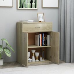 Berkfield Home Sideboard Sonoma Oak 60x30x75 cm Engineered Wood in Brown - Size: 60 x 30 x 75 cm - thumbnail 3