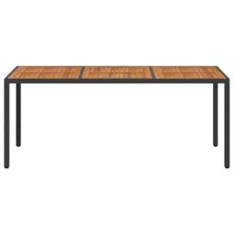 Berkfield Home Garden Table 190x90x75 cm Poly Rattan & Acacia Wood Black - Size: 190 x 90 x 75 cm - thumbnail 3