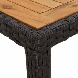 Berkfield Home Garden Table 190x90x75 cm Poly Rattan & Acacia Wood Black - Size: 190 x 90 x 75 cm - thumbnail 6