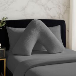 Snug City Teddy Bear Fleece Super Soft Cosy V Shape Pillowcase in Silver