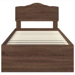 Berkfield Home Bed Frame with Headboard Brown Oak 75 x 190 cm Solid Pine Wood - thumbnail 7