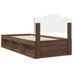 Berkfield Home Bed Frame with Headboard Brown Oak 75 x 190 cm Solid Pine Wood - thumbnail 9