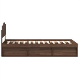 Berkfield Home Bed Frame with Headboard Brown Oak 75 x 190 cm Solid Pine Wood - thumbnail 8