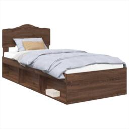 Berkfield Home Bed Frame with Headboard Brown Oak 75 x 190 cm Solid Pine Wood - thumbnail 2