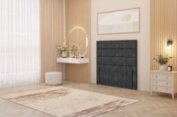 Somnior Chambery Divan Bed Frame 2 Drawers with Floor Standing Headboard Tweed in Charcoal - Size: Small Single - thumbnail 6