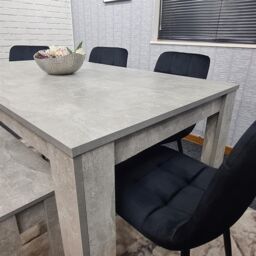 KOSY KOALA Modern Grey Dining Table Set with 4 Black Velvet Chairs & 1 Bench Dining Room Furniture in Brown - thumbnail 6