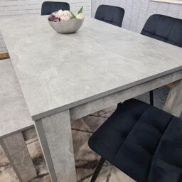 KOSY KOALA Modern Grey Dining Table Set with 4 Black Velvet Chairs & 1 Bench Dining Room Furniture in Brown - thumbnail 9