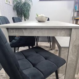 KOSY KOALA Modern Grey Dining Table Set with 4 Black Velvet Chairs & 1 Bench Dining Room Furniture in Brown - thumbnail 4