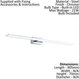 Loops Wall Light Colour IP44 Bathroom Chrome Shade White Plastic Bulb LED 21W Included - thumbnail 2