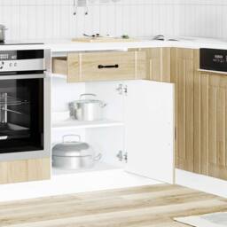 Berkfield Home Kitchen Base Cabinet Lucca Sonoma Oak Engineered Wood in Light Tan - thumbnail 1