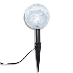 Berkfield Home Solar Bowl 3 LED Garden Lights with Spike Anchors & Solar Panel in White - thumbnail 5