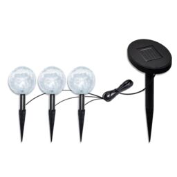 Berkfield Home Solar Bowl 3 LED Garden Lights with Spike Anchors & Solar Panel in White - thumbnail 2