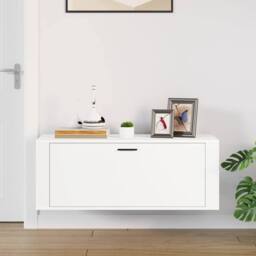 Berkfield Home Wall Shoe Cabinet White 100x35x38 cm Engineered Wood - Size: 100 x 35 x 38 cm - thumbnail 3