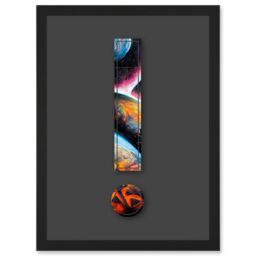 Artery8 Symbol Exclamation Mark Point Bright Planets Decorative Graffiti Mural Alphabet Initial Stencil Artwork Framed Wall Art Print A4 in Black - thumbnail 1