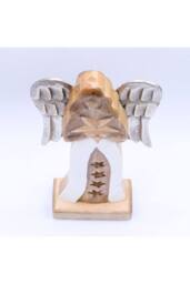 KDMD Large Mango Wood Angel with Metal Wings & Enamel Star in Brown - thumbnail 5