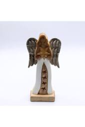 KDMD Large Mango Wood Angel with Metal Wings & Enamel Star in Brown - thumbnail 7