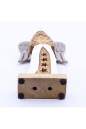 KDMD Large Mango Wood Angel with Metal Wings & Enamel Star in Brown - thumbnail 6