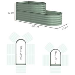 OUTSUNNY 2-Tier Metal Planter Box with Safety Edging, Light Green - thumbnail 3