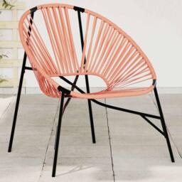 Berkfield Home Garden Egg Chair Black & Orange Poly Rattan in Pale Orange - thumbnail 2