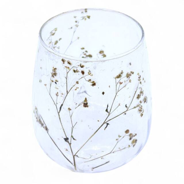 Serenityy Margarita Natural Floral Glass Candle Holder - 12x11 cm in Clear - image 1