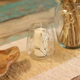 Serenityy Margarita Natural Floral Glass Candle Holder - 12x11 cm in Clear - thumbnail 6